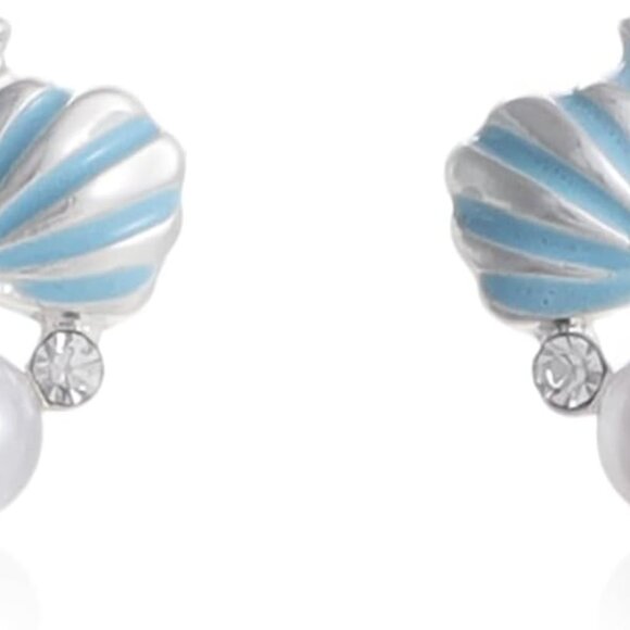 Blue Pearl Starfish Earrings with Rhinestones for Women, Ocean Beach Summer Jewe - Picture 1 of 4